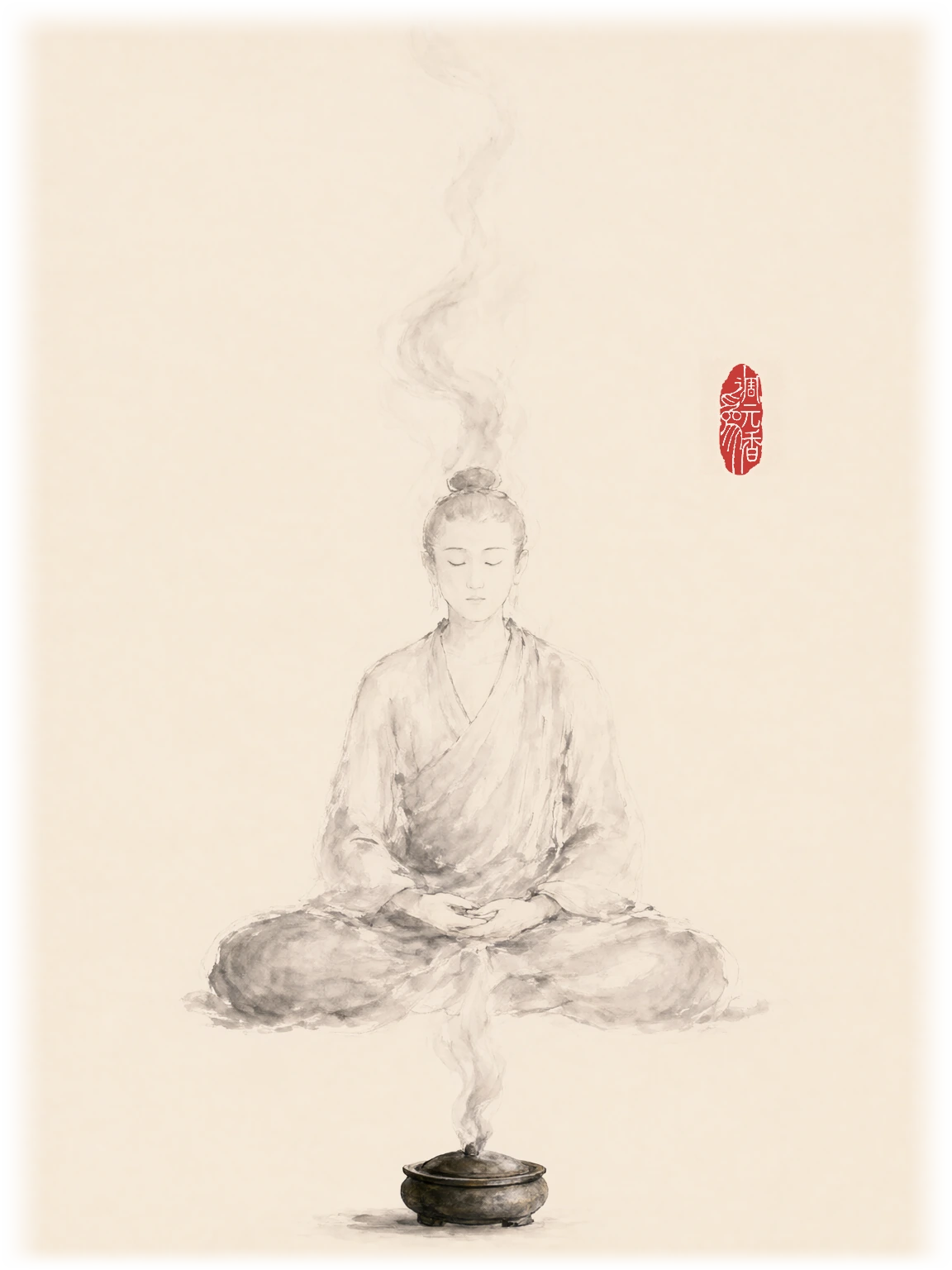 香炉热气上升,幻化成打坐的人形